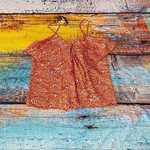 Greylin Pattern Ruffle Spaghetti Tank  Size Small